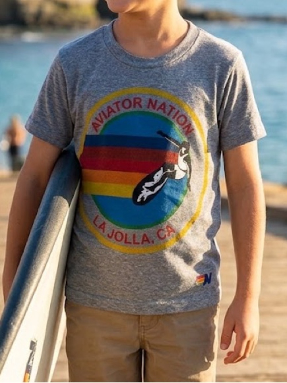 Aviator Nation Kids La Jolla, CA Graphic Tee in Gray